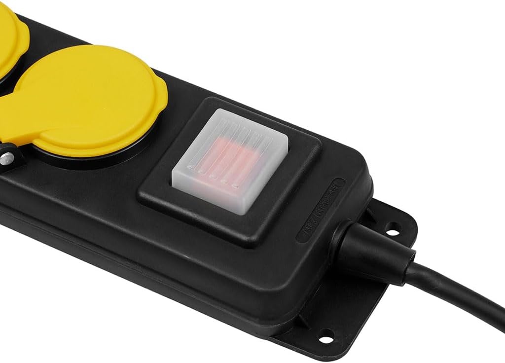ITENSE Waterbestendige Stekkerdoos met 3 Stopcontacten - 0,85 meter - Zwart/Geel