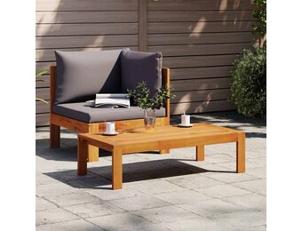 vidaXL 2-delige Loungeset met kussens massief acaciahout
