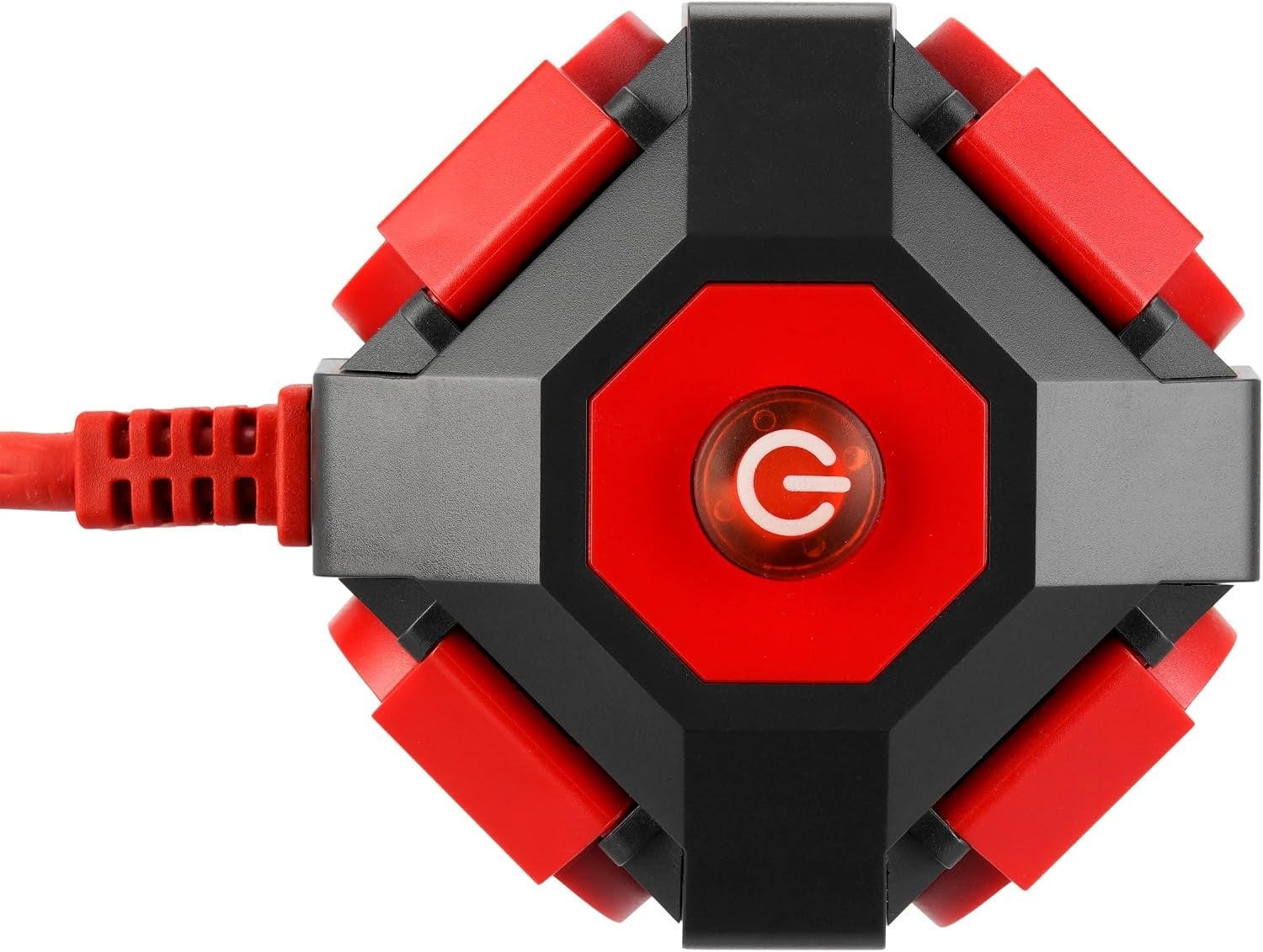 REV PowerGlobe Kubus Stekkerdoos met Schakelaar - 4-voudig - IP44 - Zwart/Rood - 1,4 meter