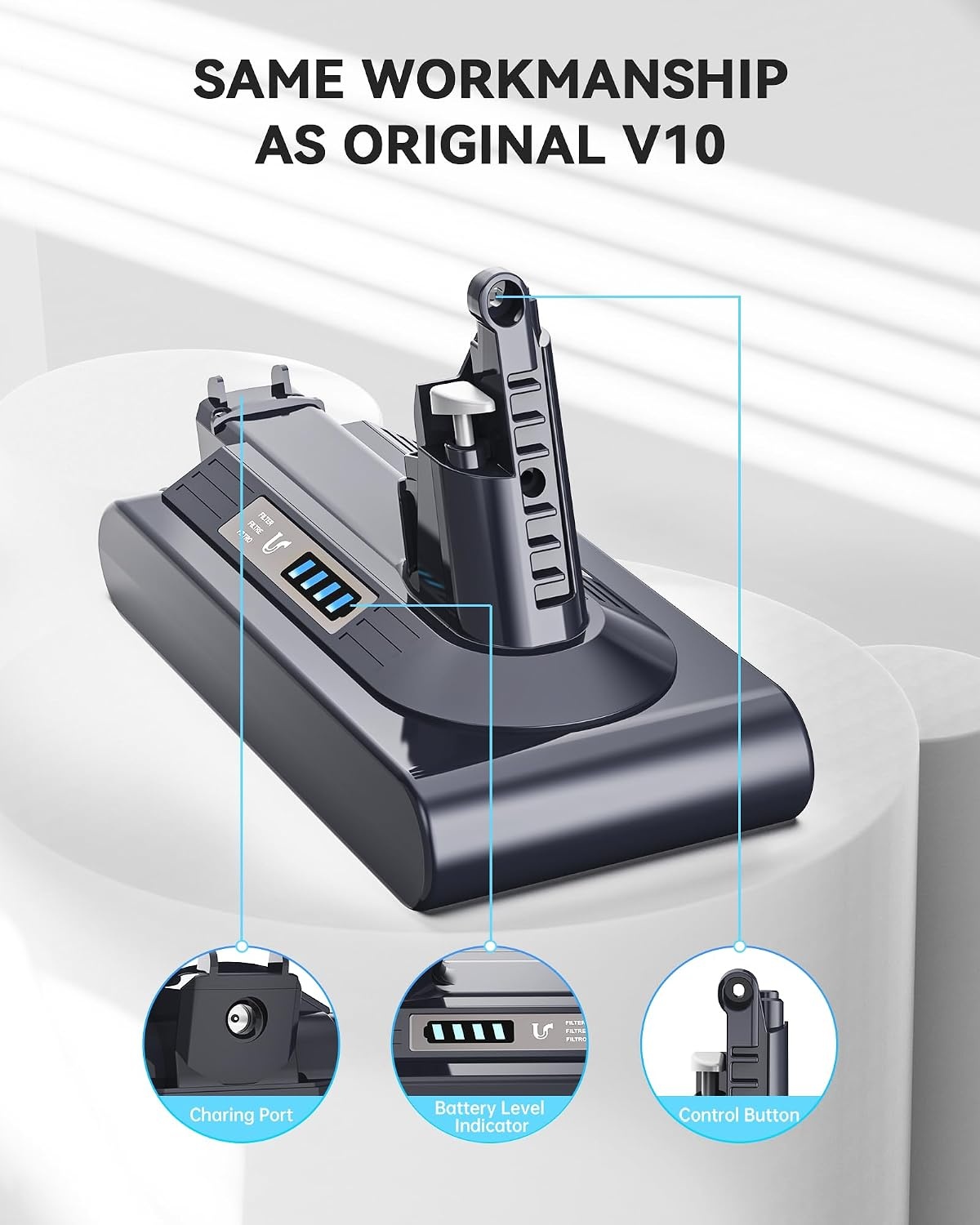 Vervangende Accu voor Dyson V10 - 8000 mAh - 40% Korting