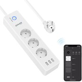 Usmart Smart WiFi Stekkerdoos met 3 Stopcontacten en 3 USB-poorten - Surge Protection - Wit/Zwart