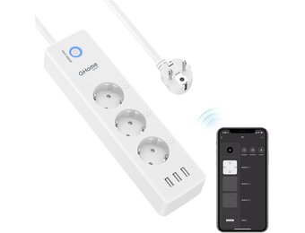 Usmart Smart WiFi Stekkerdoos met 3 Stopcontacten en 3 USB-poorten - Surge Protection - Wit/Zwart