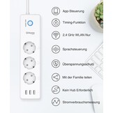 Usmart Smart WiFi Stekkerdoos met 3 Stopcontacten en 3 USB-poorten - Surge Protection - Wit/Zwart