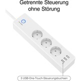 Usmart Smart WiFi Stekkerdoos met 3 Stopcontacten en 3 USB-poorten - Surge Protection - Wit/Zwart