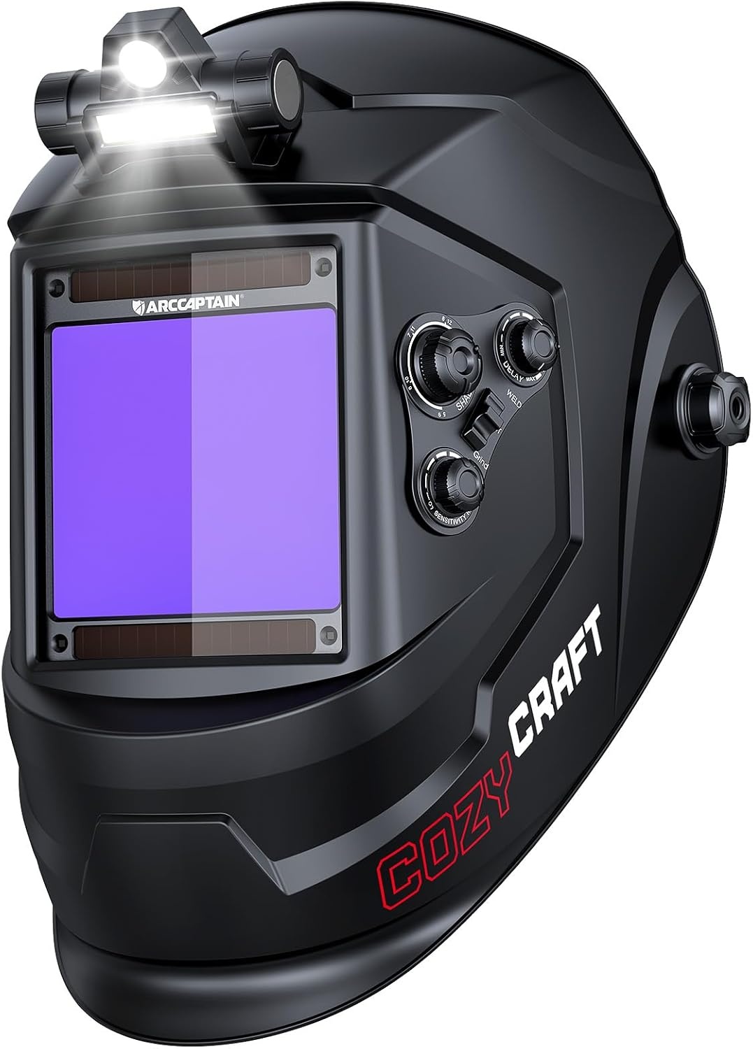 ARCCAPTAIN Grote Weergave 3.95 "x 3.6" True Color Auto Verduistering Lashelm met Licht, Zonne-aangedreven Laskap, 4 Arc Sensor Brede Schaduw 4/5-9/9-13 voor Stick MIG TIG Cut