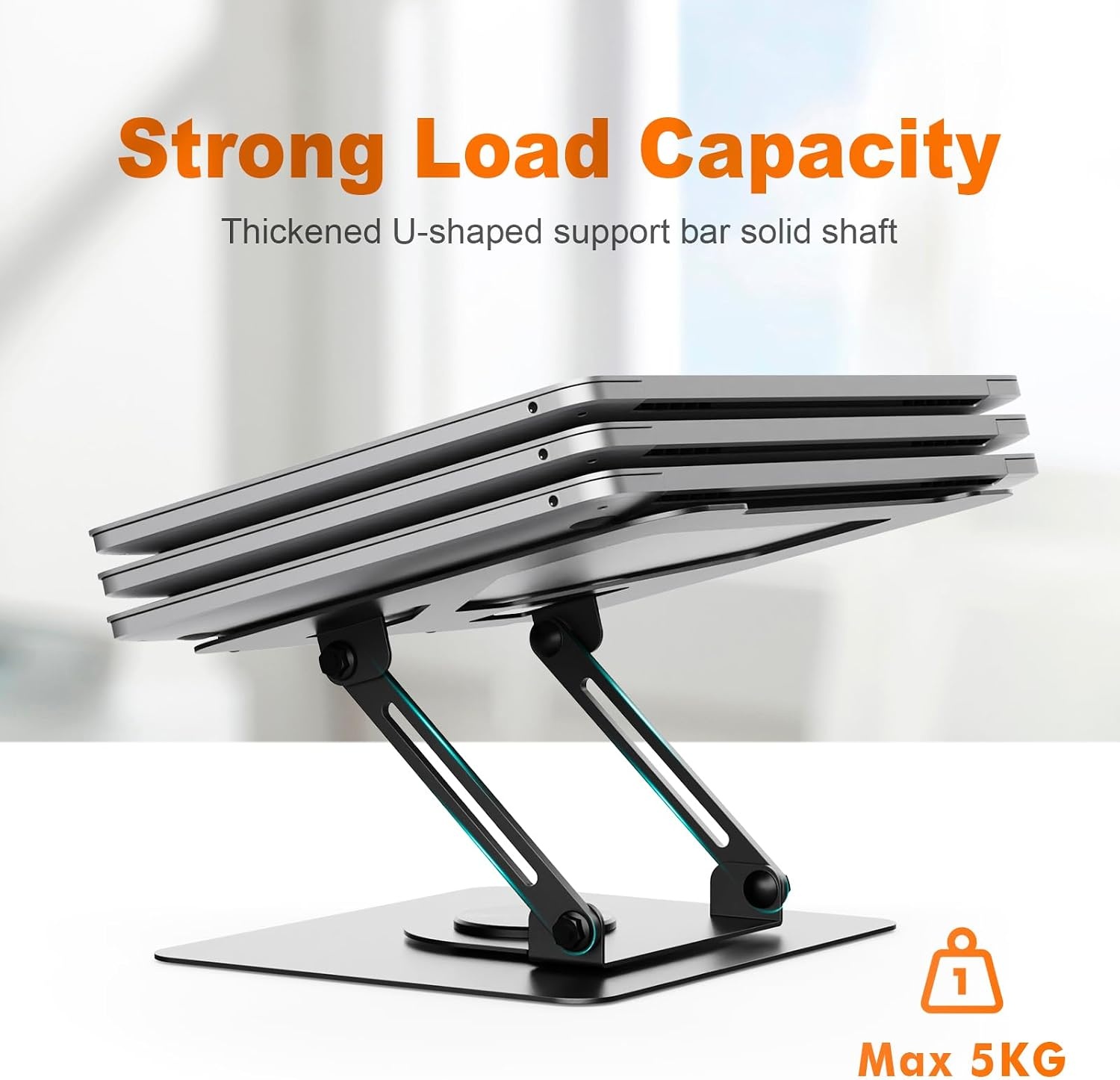 GRIFEMA Laptopstandaard - Verstelbaar & Opvouwbaar - 360° Draaibaar - Voor 11 tot 17 inch Laptops - Zwart