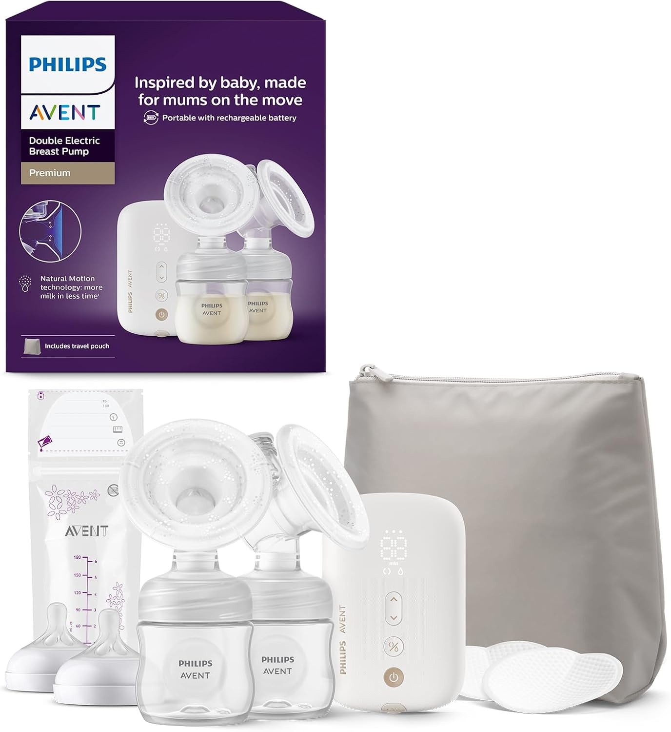 Philips Avent Enkelvoudige Elektrische Borstkolf SCF396/31 met Reistas - Transparant