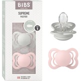 BIBS Supreme Speen 0-6m Siliconen 2-Pack Haze/Blossom - 53% Korting!