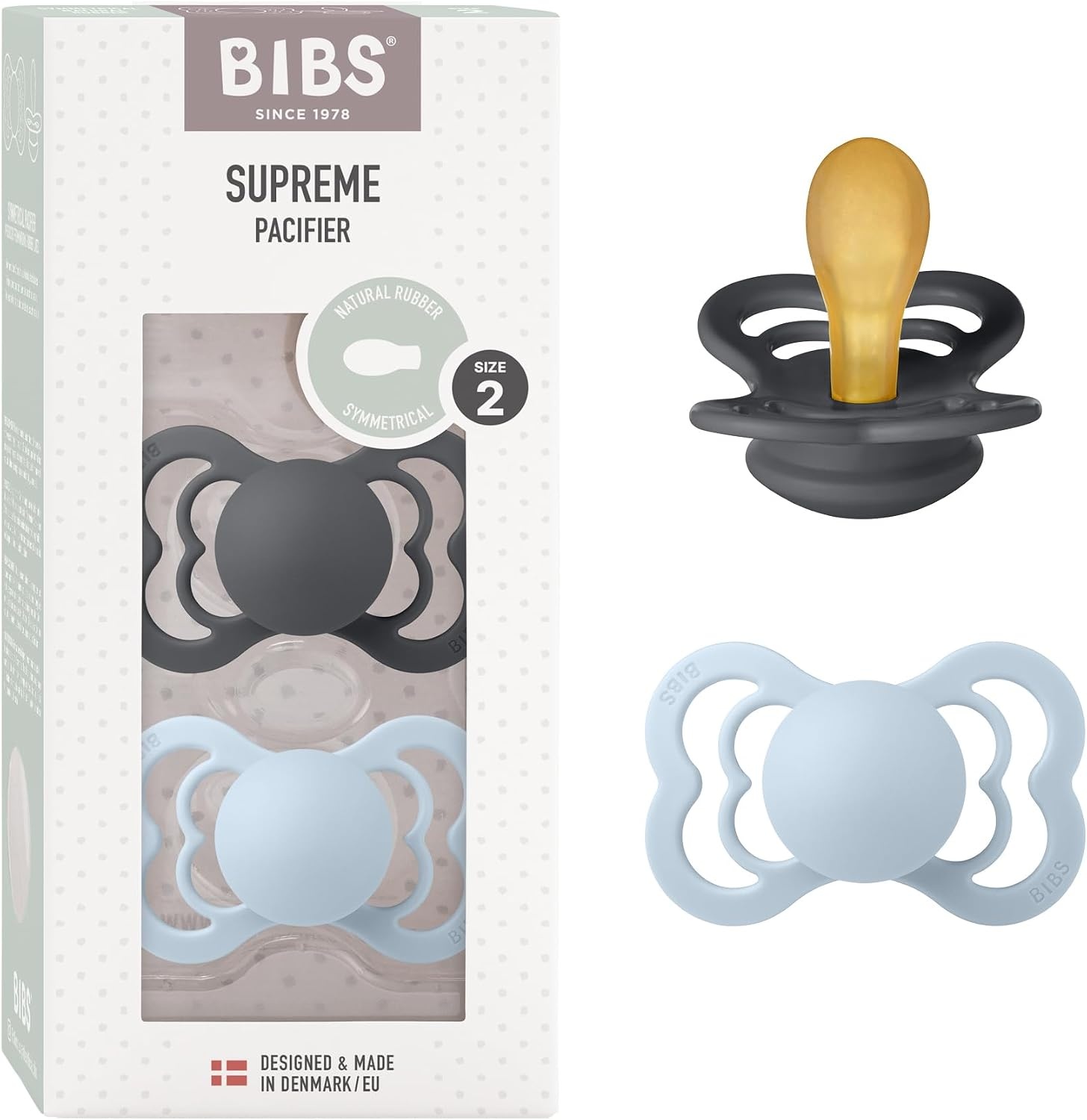 BIBS Supreme Speen 0-6m Siliconen 2-Pack Haze/Blossom - 53% Korting!
