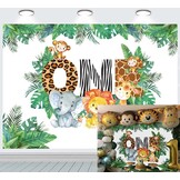57% Korting: Jungle Dieren Fotografie Achtergrond 1e Verjaardag 210x150cm Vinyl