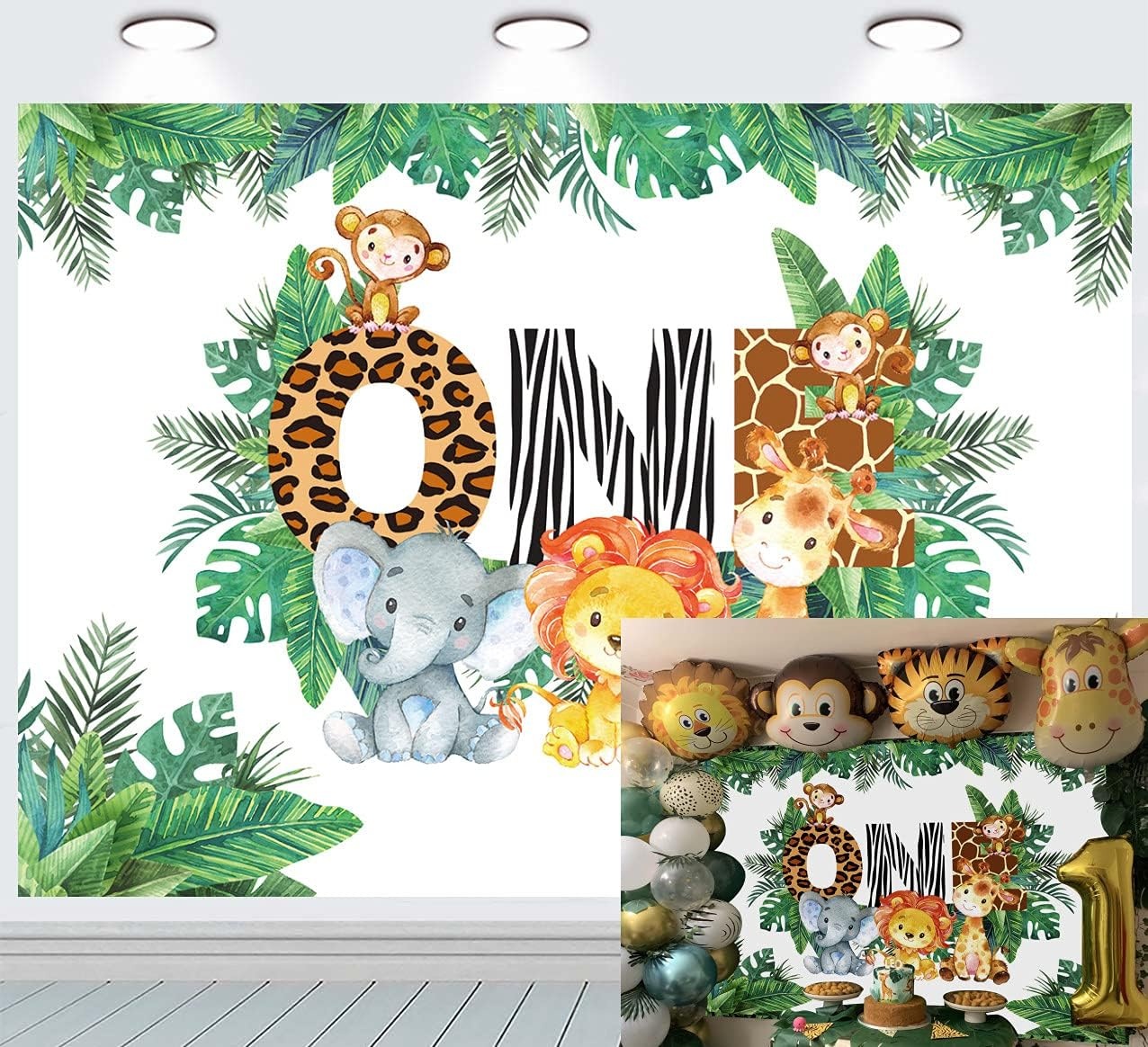 57% Korting: Jungle Dieren Fotografie Achtergrond 1e Verjaardag 210x150cm Vinyl