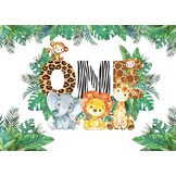 57% Korting: Jungle Dieren Fotografie Achtergrond 1e Verjaardag 210x150cm Vinyl