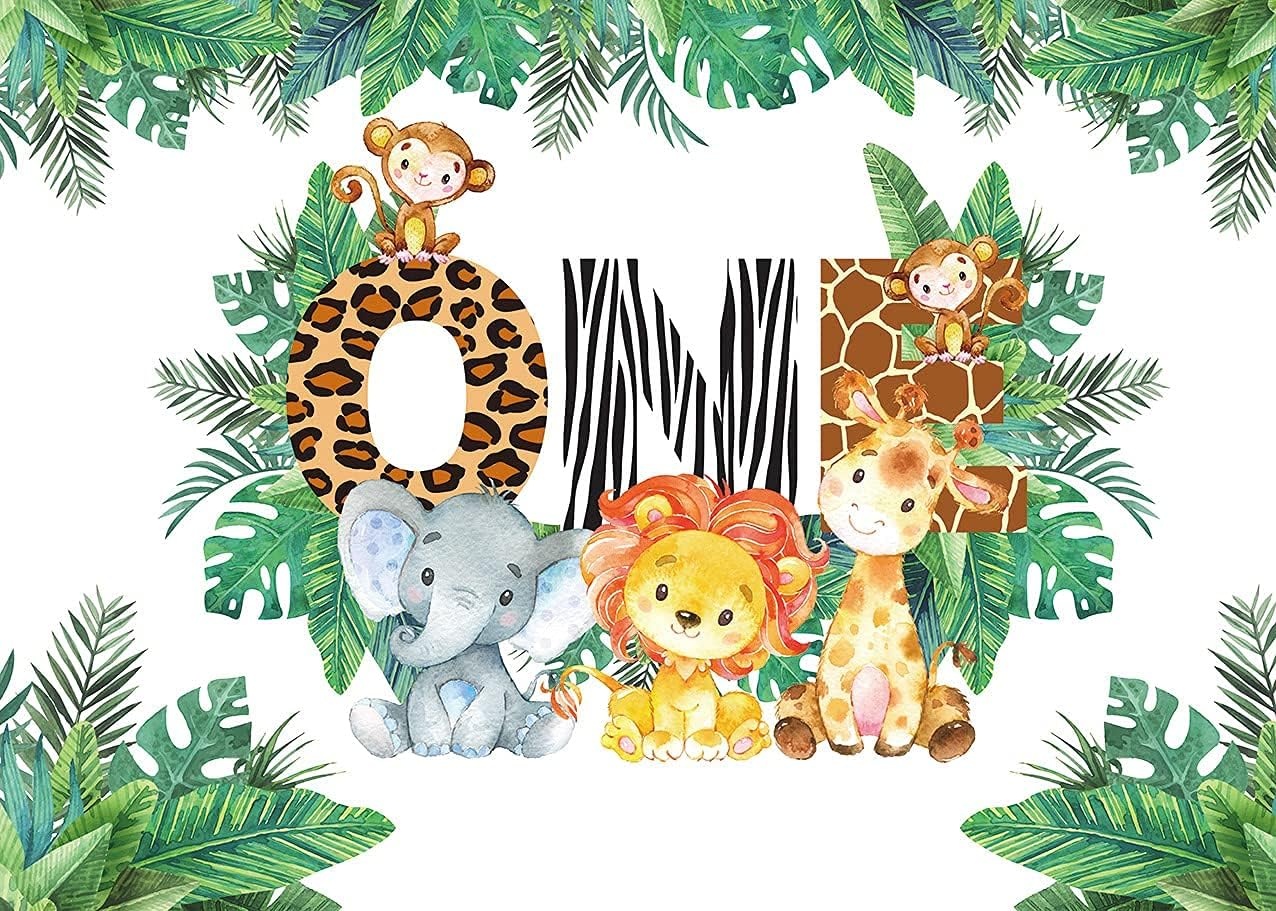 57% Korting: Jungle Dieren Fotografie Achtergrond 1e Verjaardag 210x150cm Vinyl