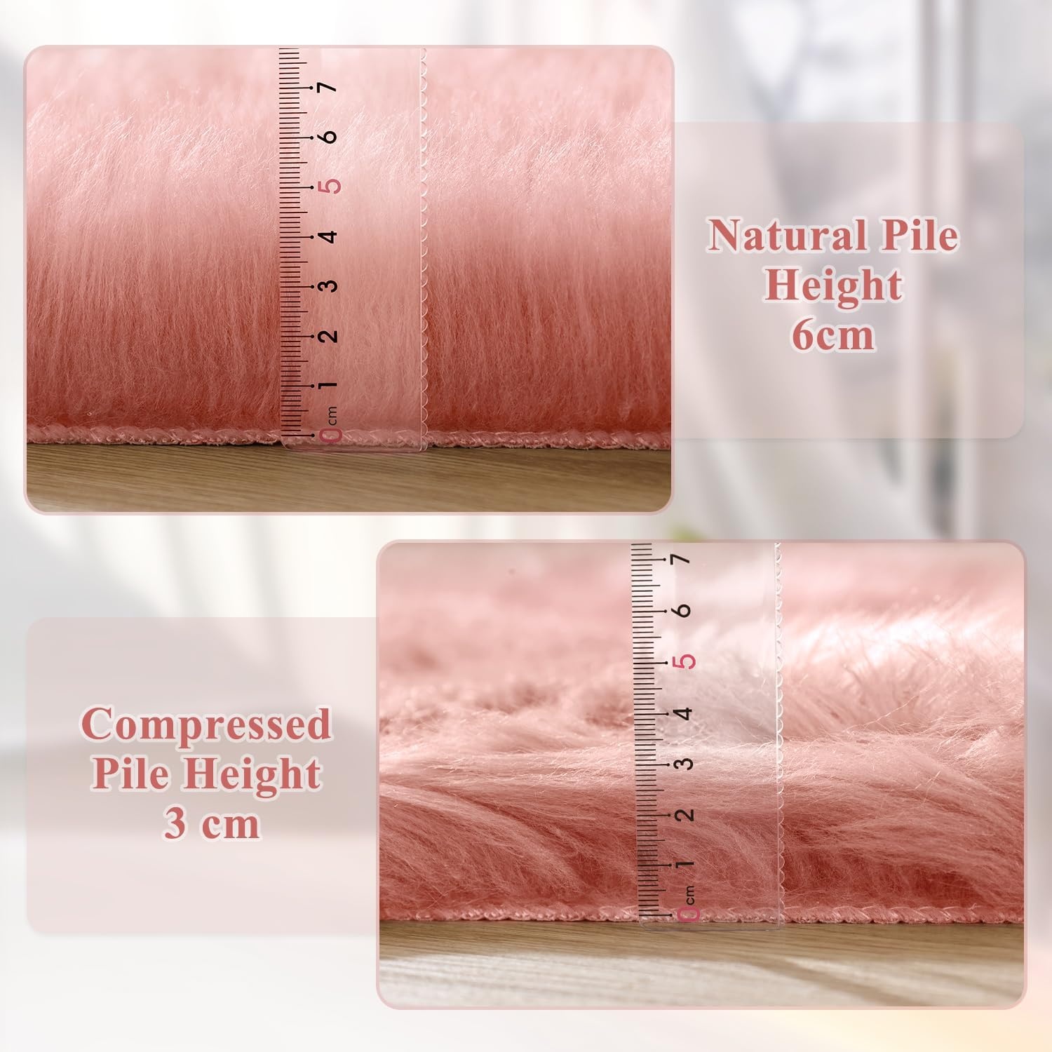 ORINOVA Tapijt 60 x 180 cm roze Zacht Fluffy Tapijt Shaggy Vloerkleed voor Slaapkamer