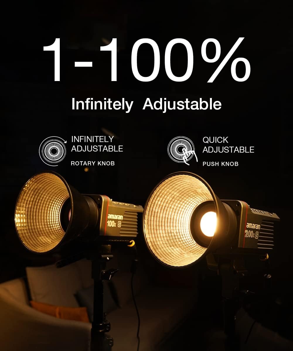 Aputure Amaran 200x S - Dual Colour COB Video Light, Compacte, Lichtgewicht LED Point Light Source, 100W 2700-6500K Key Light voor Fotografie en Videografie, Compatibel met Bowens Mount Accessoires