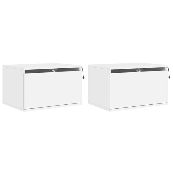Moderne Wandnachtkastjes met LED - Wit (2 stuks, 34% korting)