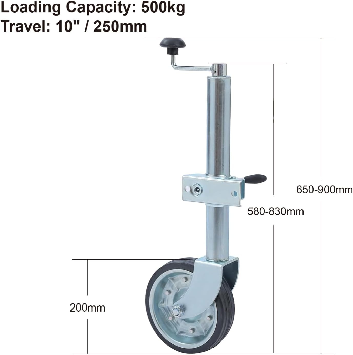 Jockeywiel 48mm KATSU: 500kg, 25cm Hefhoogte, Massief Rubber (53% Korting!)