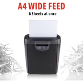 Alpina Papierversnipperaar – Papiervernietiger voor Thuis en Kantoor – Shredder Vernietigt Creditcard – Versnipper 6 A4 Vellen in 1 Keer – 10L Bak – 190W Vermogen – Stroken – Zwart