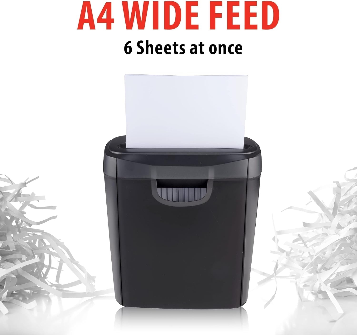 Alpina Papierversnipperaar – Papiervernietiger voor Thuis en Kantoor – Shredder Vernietigt Creditcard – Versnipper 6 A4 Vellen in 1 Keer – 10L Bak – 190W Vermogen – Stroken – Zwart