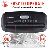 Alpina Papierversnipperaar – Papiervernietiger voor Thuis en Kantoor – Shredder Vernietigt Creditcard – Versnipper 6 A4 Vellen in 1 Keer – 10L Bak – 190W Vermogen – Stroken – Zwart