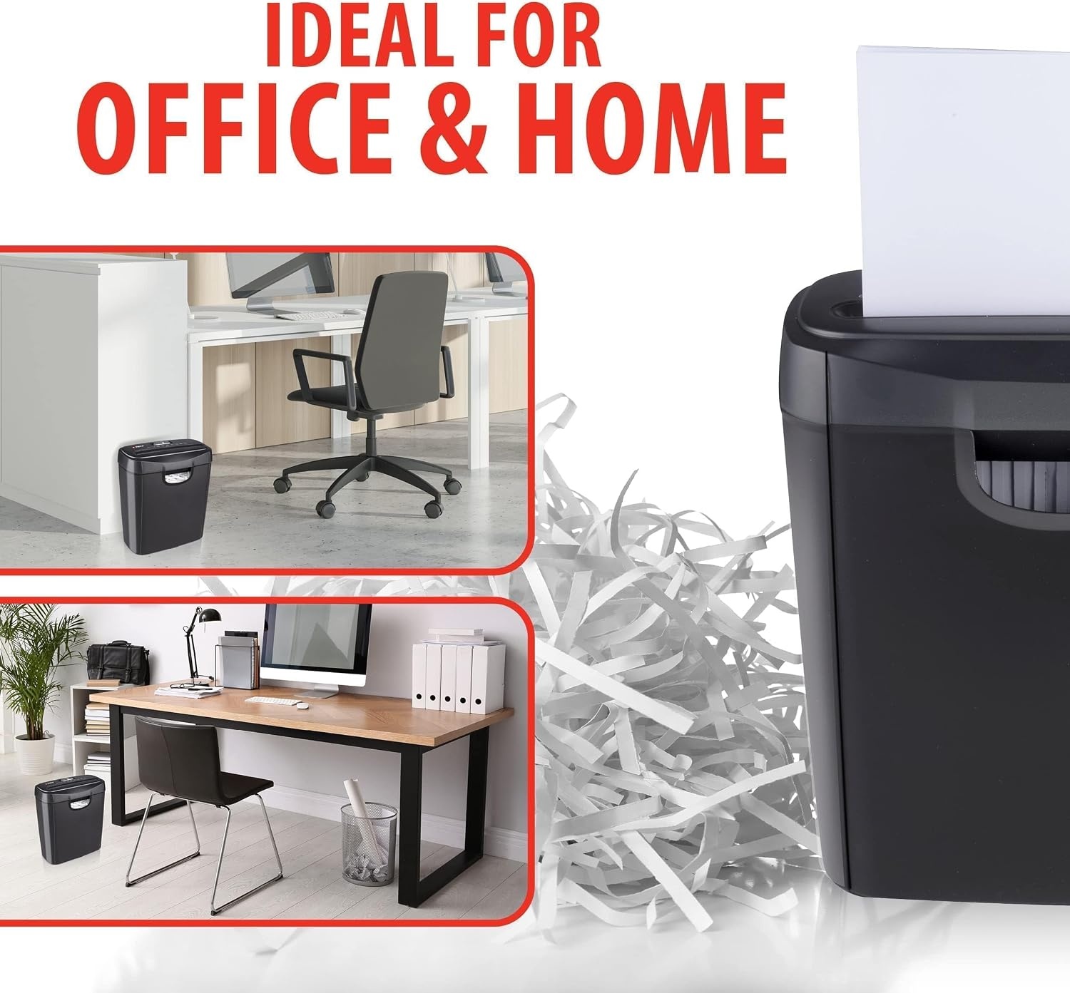 Alpina Papierversnipperaar – Papiervernietiger voor Thuis en Kantoor – Shredder Vernietigt Creditcard – Versnipper 6 A4 Vellen in 1 Keer – 10L Bak – 190W Vermogen – Stroken – Zwart