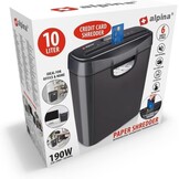 Alpina Papierversnipperaar – Papiervernietiger voor Thuis en Kantoor – Shredder Vernietigt Creditcard – Versnipper 6 A4 Vellen in 1 Keer – 10L Bak – 190W Vermogen – Stroken – Zwart