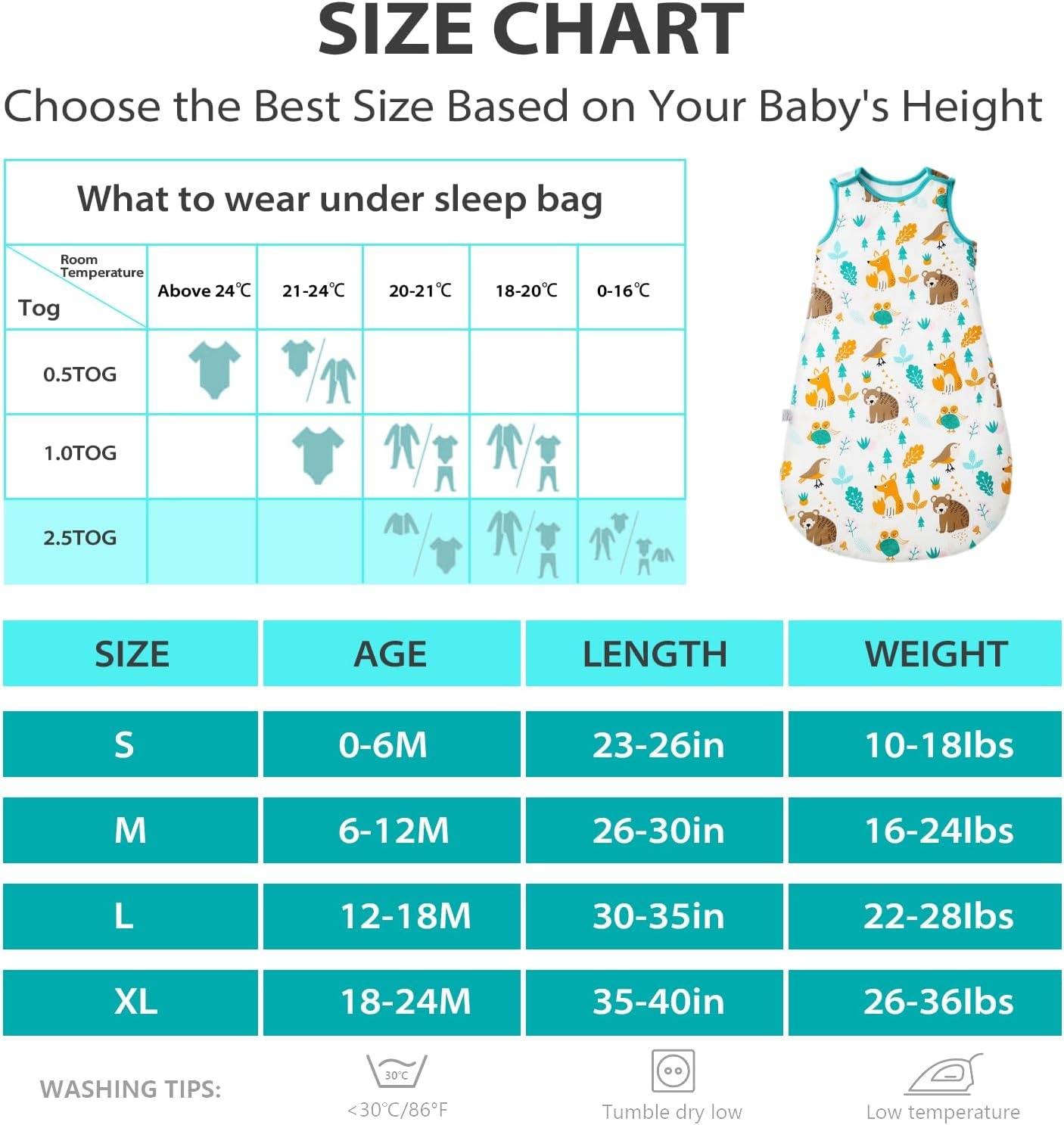 Babyslaapzak 12-18 mnd 2.5 TOG Katoen Dierenwereld - 58% Korting!