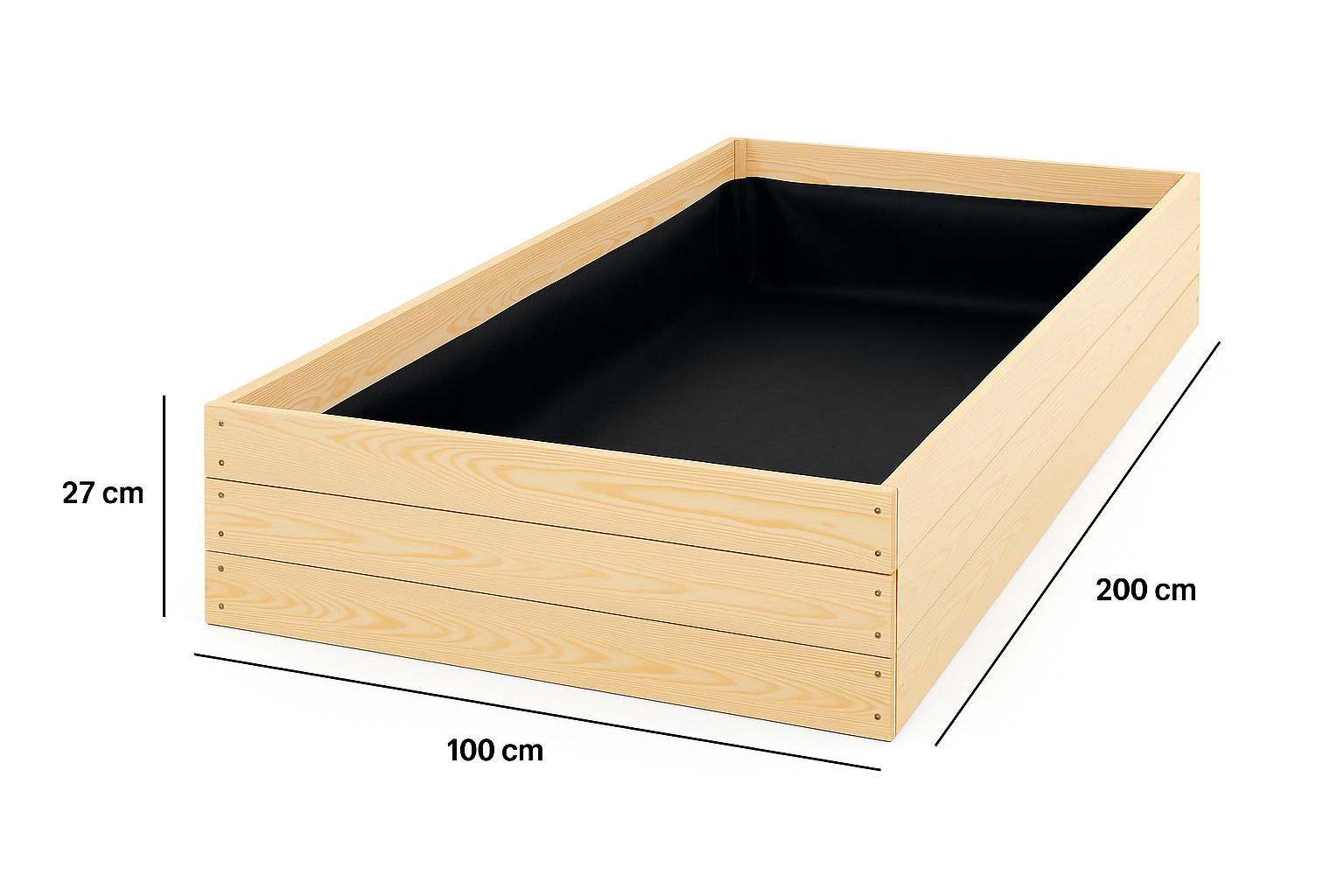 Moestuinbak - kweekbak - 200x100x27 cm - hout - met gronddoek