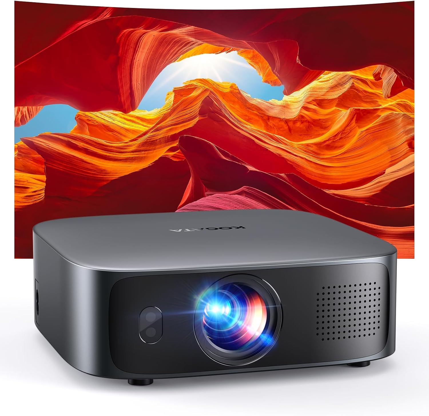 KOGATA Smart beamer, 4K, compatibel met Netflix & Dolby Audio, KOGATA projector met korte afstand en autofocus en 6D trapeziumcorrectie, wifi/Bluetooth, Native 1080p thuisbioscoop, beamer voor buiten