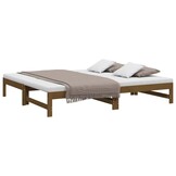 vidaXL Slaapbank uitschuifbaar grenenhout honingbruin 2x(90x190) cm