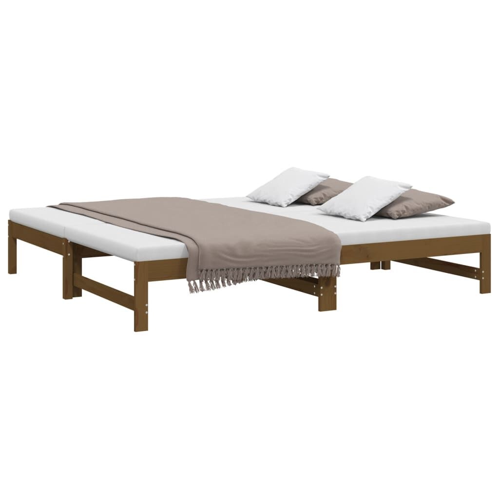 vidaXL Slaapbank uitschuifbaar grenenhout honingbruin 2x(90x190) cm