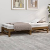 vidaXL Slaapbank uitschuifbaar grenenhout honingbruin 2x(90x190) cm