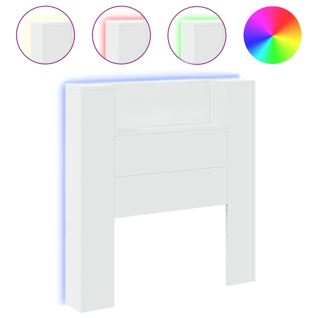 vidaXL Hoofdbordkast met LED-verlichting 100x16,5x103,5 cm wit