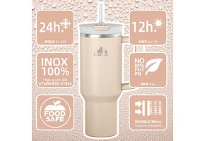 Mont-Clair Drinkbeker RVS 1200ml - 50% Korting - Frosted Rose Quartz
