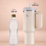 Mont-Clair Drinkbeker 1200 ml met rietje en deksel - Geïsoleerde RVS Beker - Frosted Rose Quartz