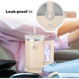 Mont-Clair Drinkbeker 1200 ml met rietje en deksel - Geïsoleerde RVS Beker - Frosted Rose Quartz
