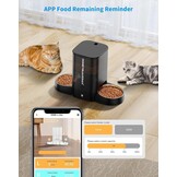 HoneyGuaridan Automatic Cat Feeder, 2 Bowls with Motion Sensor, 5G/2.4G WiFi Intelligent Cat Feeder for Remote Feeding, 5 L