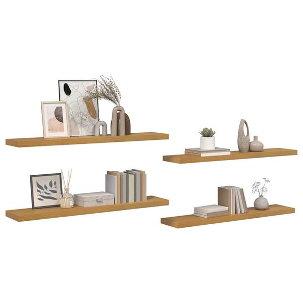 vidaXL Wandplank met opslag 4 pcs Beige 120 x 23,5 x 4 cm Bewerkt hout