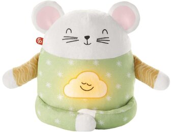 Fisher-Price - Muis meditatie en ontspanning, pluche dier met rustgevende geluiden, begeleide oefeningen voor meditatie en muziek, speelgoed voor kinderen van 2-5 jaar, HJF21