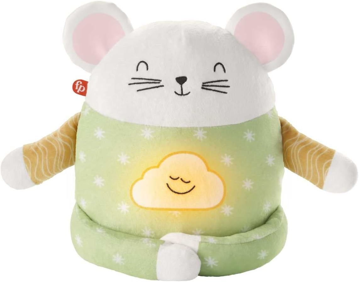Fisher-Price - Muis meditatie en ontspanning, pluche dier met rustgevende geluiden, begeleide oefeningen voor meditatie en muziek, speelgoed voor kinderen van 2-5 jaar, HJF21