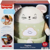 Fisher-Price - Muis meditatie en ontspanning, pluche dier met rustgevende geluiden, begeleide oefeningen voor meditatie en muziek, speelgoed voor kinderen van 2-5 jaar, HJF21