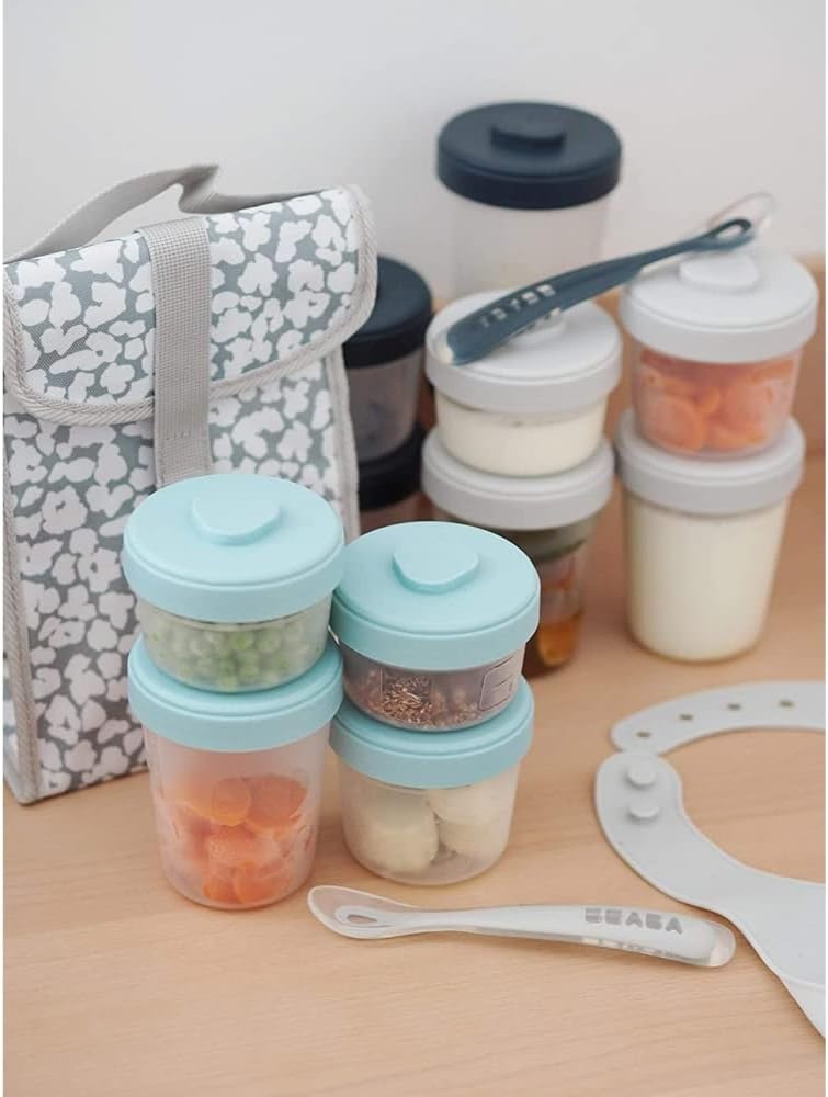 BéaB Babyvoeding Bewaarbakjes Set 12-delig Eucalyptus (39% Korting)