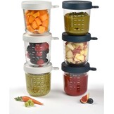 Béaba Glazen Bewaarbakjes 250 ml - Set van 6 - Blauw/Grijs