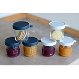 Béaba Glazen Bewaarbakjes 250 ml - Set van 6 - Blauw/Grijs