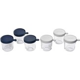 Béaba Glazen Bewaarbakjes 250 ml - Set van 6 - Blauw/Grijs