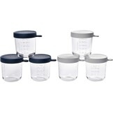 Béaba Glazen Bewaarbakjes 250 ml - Set van 6 - Blauw/Grijs