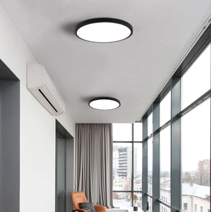 Plafondlamp rond 40 x 6 cm – Zwarte metaal rand – LED