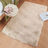 ORINOVA Tapijt 60 x 90 cm beige Konijnenbont Vloerkleed Zacht Imitatiebont Pluizig voor Woonkamer