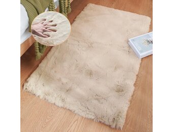 ORINOVA Tapijt 60 x 90 cm beige Konijnenbont Vloerkleed Zacht Imitatiebont Pluizig voor Woonkamer