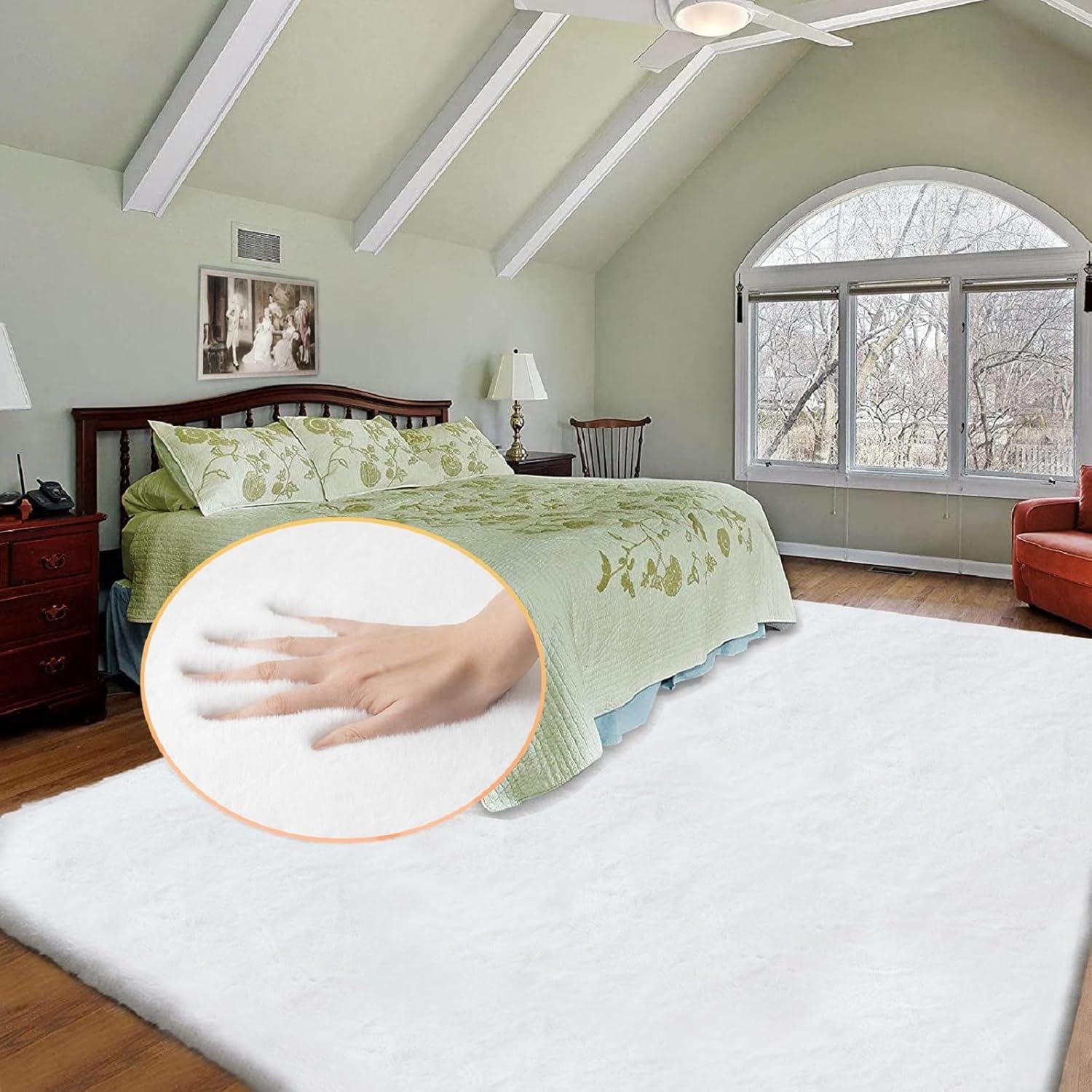 ORINOVA Tapijt 60 x 90 cm beige Konijnenbont Vloerkleed Zacht Imitatiebont Pluizig voor Woonkamer